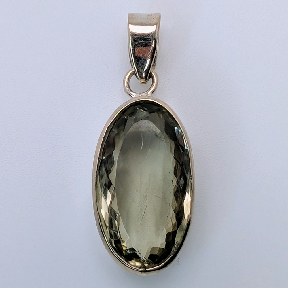 Natural Green Amethyst Pendant S925 Sterling Silver Pendant